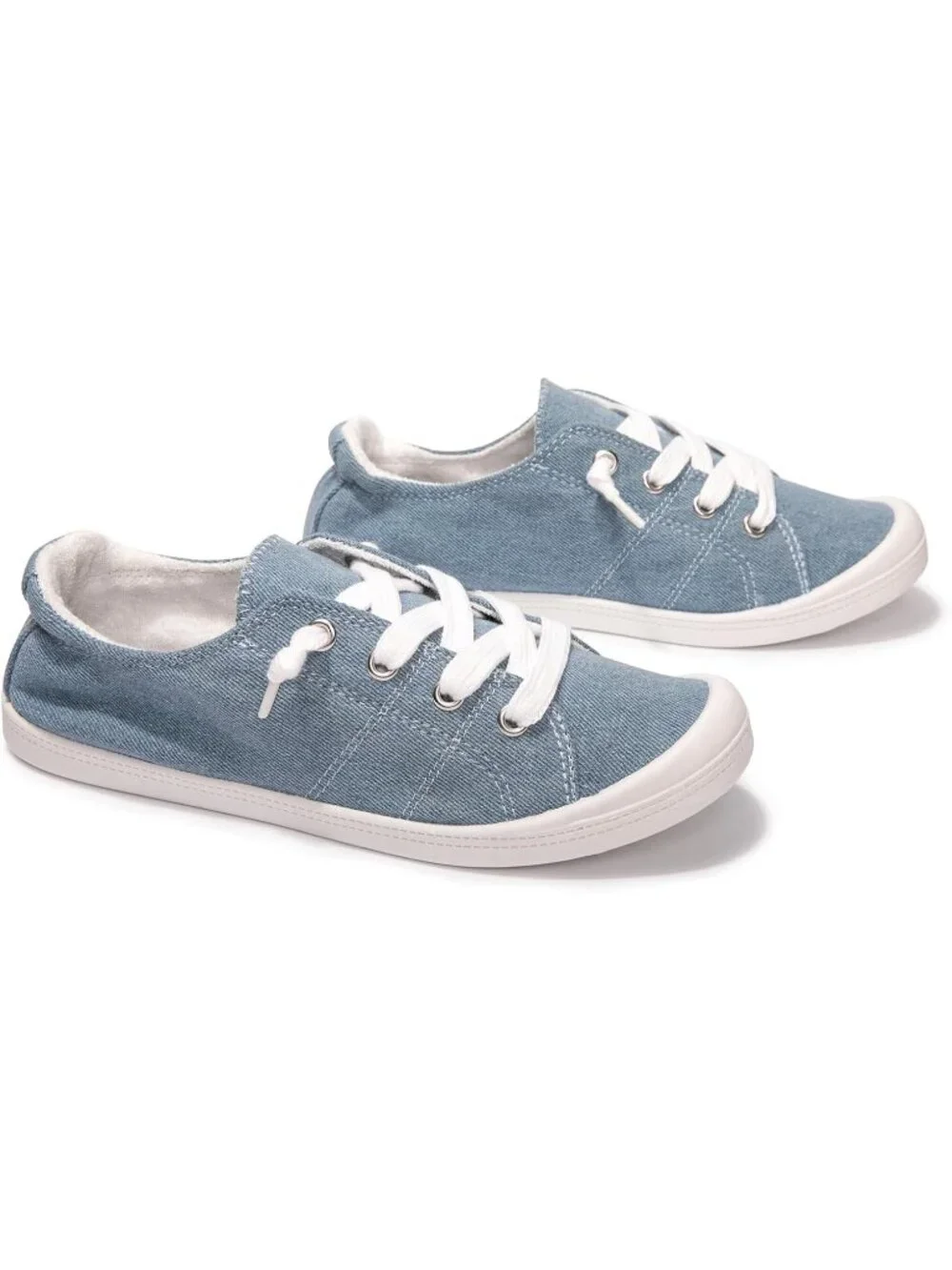 Womens Blue Canvas Slipon Canvas Sneaker Low Top Walking Shoes Fashion Sneakers